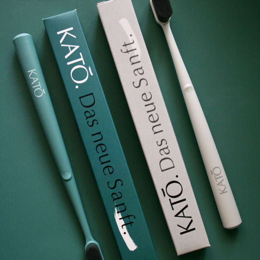 KATO Zahnbuersten Packung Set Ocean Green und Mountain Grey